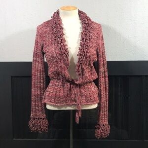 JHCollectibles Knit Ruffle Collar Cardigan Sweater.       Size PM